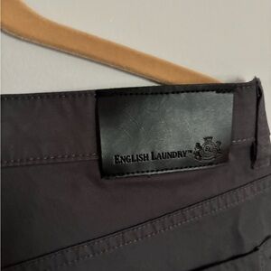 English Laundry Black Dress Pants with Burgundy Check Lining 32x 34